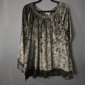 Indigo Thread Co Boho Plus 2X Tie Dye Black And White Lace Bell Sleeve Top